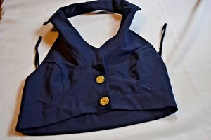 NEW Charlotte Russe Solid Blue Button Down Cropped Halter Regular Size Medium - Picture 1 of 4