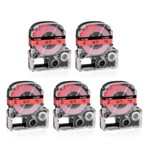 5PCS Compatible with EPSON LK-4RBP KingJim SC12RW 12mm Tape Black on Red Label - Picture 1 of 9