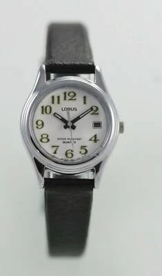 Женские кварцевые часы Lorus White St сталь серебро черный резиновый дата аккумулятор - Изображение 1 из 3