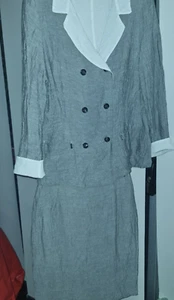 JIL SANDER S40 JACKET+SKIRT LIGHT GREY/WHITE TRIM RRP$5,200.00 - Bild 1 von 12