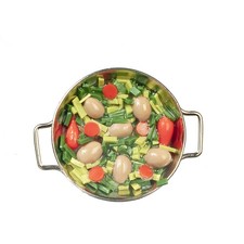 Vegetables In Pan, Dolls House Miniature, Kitchen Dining Stove Accessory