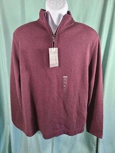 NWT Van Heusen Never Tuck Pullover Sweater Purple 1/4 Zip Classic Fit Small $65 - Picture 1 of 4