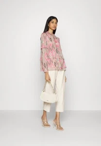 $400 | NUEVO CON ETIQUETAS | Blusa Top Camisa Top Marc Cain Boho Manga Larga Estampado Ligera L N5  - Imagen 1 de 15