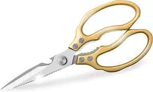 Kitchen Scissors, Heavy Duty Sharp Kitchen Shears Dishwasher Safe,Gold Kitchen A - Picture 1 of 12