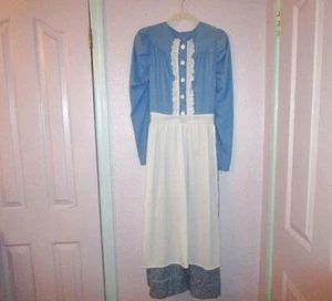 Vtg Handmade Midi Dress Size M Apron Petticoat Bonnet Prairie Amish Pioneer West - Picture 1 of 10
