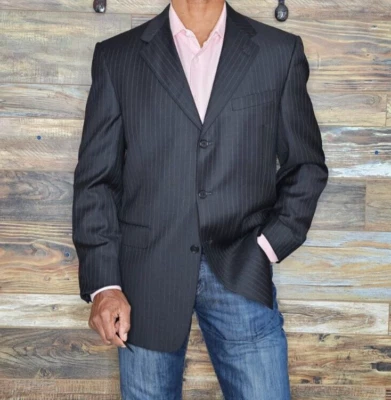 Daniel Cremieux Collection Loro Piana Wool Black Striped Blazer Sport Jacket 41R - Image 1 of 4