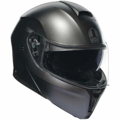 AGV Streetmodular Modular Motorcycle Helmet, Mono Asfalto Matt Grey, Flip Up - Image 1 of 4