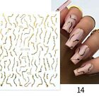Nail Black White Marble With Gold Foil 3D Nail Art Stickers Line Decal Tips Diy