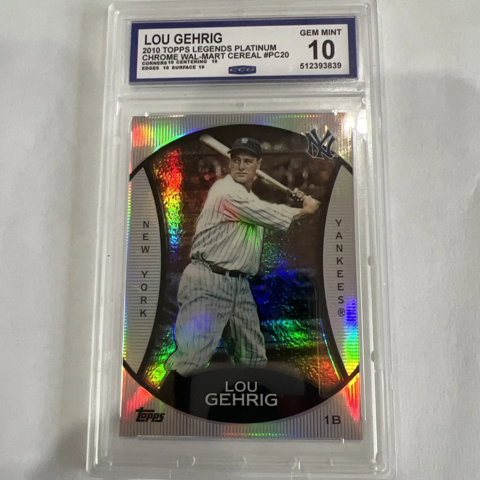 LOU GEHRIG 2010 Topps Legends Platinum Chrome Wal-Mart Cereal #PC20 CCG 10 GM - Image 1 of 2