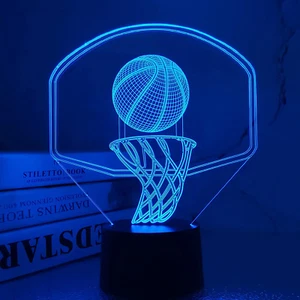 FULLOSUN 3D Basketball Night Light Backboard Illusion Hoop Lamp for Kids' Room H - Picture 1 of 12