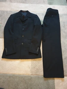 Suit 2 Piece Topman Black Striped Ribbed Jacket Size 34 Chest Trousers 32W 28L - Picture 1 of 17