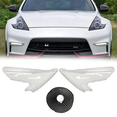 A Pair Left & Right Front Headlight Lens Cover +Glue For Nissan 370Z 2009-2021 - Image 1 of 4