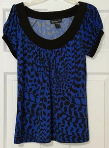 INC International Concepts Bluse Gr. XLG geometrisches Muster Oberteil blau schwarz Borte - Bild 1 von 6