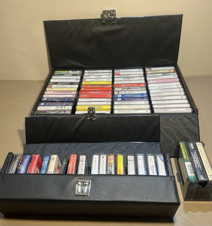Job Lot Of 71 Mixed Music Cassette Tapes In Leather Cases - Image 1 of 4