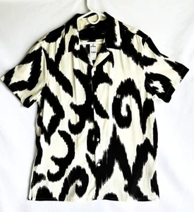 Express Black and White Men's Button Short Sleeve Shirt Size Large NWT - Picture 1 of 4