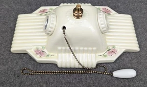 Restored PORCELIER 2-Bulb Porcelain Ceiling Light, Pull Switch, Art Deco & MCM - Picture 1 of 9