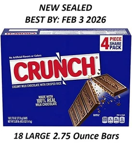 CRUNCH PAQUETE COMPARTIDO DE 4 PIEZAS (2,75 oz) 18 barras (3,09 libras) CADUCIDAD 2/26 - NUEVO SELLADO - Imagen 1 de 2