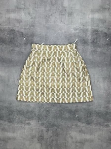 Valentino VLOGO Gold White Monogram A Line Mini Skirt Skort Size 42 - Picture 1 of 18