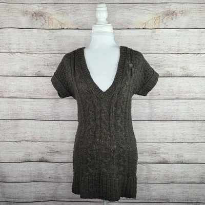 Vestido Suéter Vintage Abercrombie & Fitch Mezcla Lana Y2K Mini Marrón Tejido Pequeño Foto 1 de 4