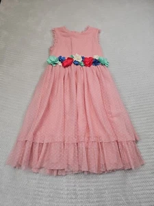 Mini Boden Dress Girls 8/9 Pink Lace Floral - Picture 1 of 7