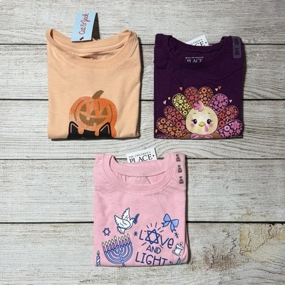 Camisetas de vacaciones para niñas pequeñas talla 5T. ¡NUEVO CON ETIQUETAS! Halloween, Acción de Gracias, Hanukkah Foto 1 de 4