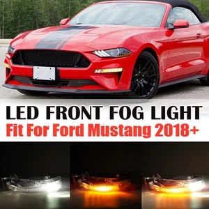 Right For 2018-23 Ford Mustang LED DRL Fog Light Clear Bumper Turn Signal Lamp , - Picture 1 of 15