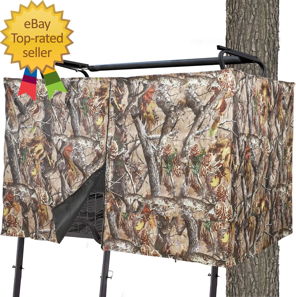 Hunting Tree Stand Blinds Cover Camouflage Universal Tree Stand Blinds Realistic - Image 1 of 4