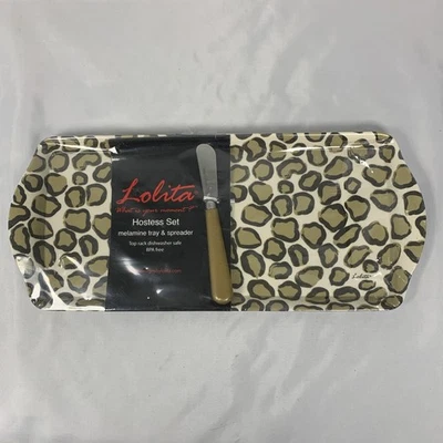 Lolita Leopard Print Hostess Set Melamine Tray & Spreader "Whats Your Moment?" - Image 1 of 4