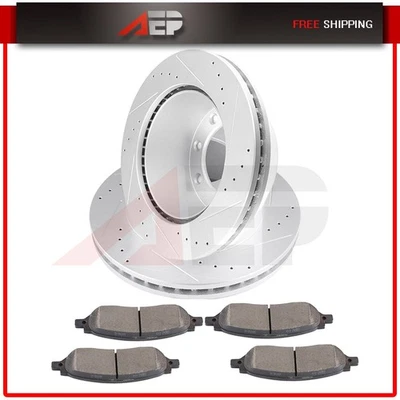 Fits Ford F-350 F-250 Super Duty Drilled Rear Brake Disc Rotors And Ceramic Pads Foto 1 de 4