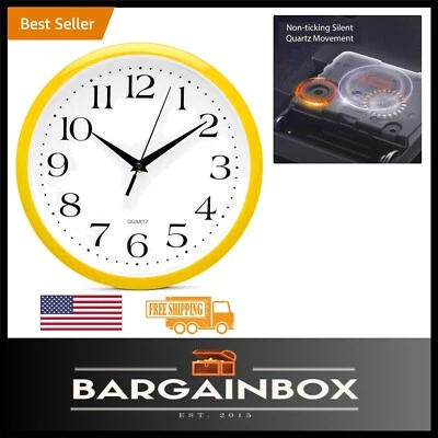 Beautiful 10-Inch Yellow Wall Clock - Silent Mechanism for Nursery & Classroom - Image 1 of 3