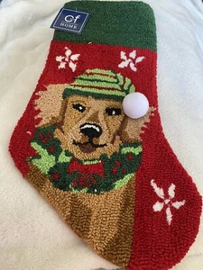 C And F Home AdorableDog grün/rot Haken Weihnachtsstrumpf 19” L x 8” W Neu mit Etikett - Bild 1 von 5