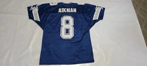 JERSEY DE COLECCIÓN WILSON DALLAS VAQUEROS TROY AIKMAN #8 DOBLE ESTRELLA AZUL 46 LG - Imagen 1 de 9
