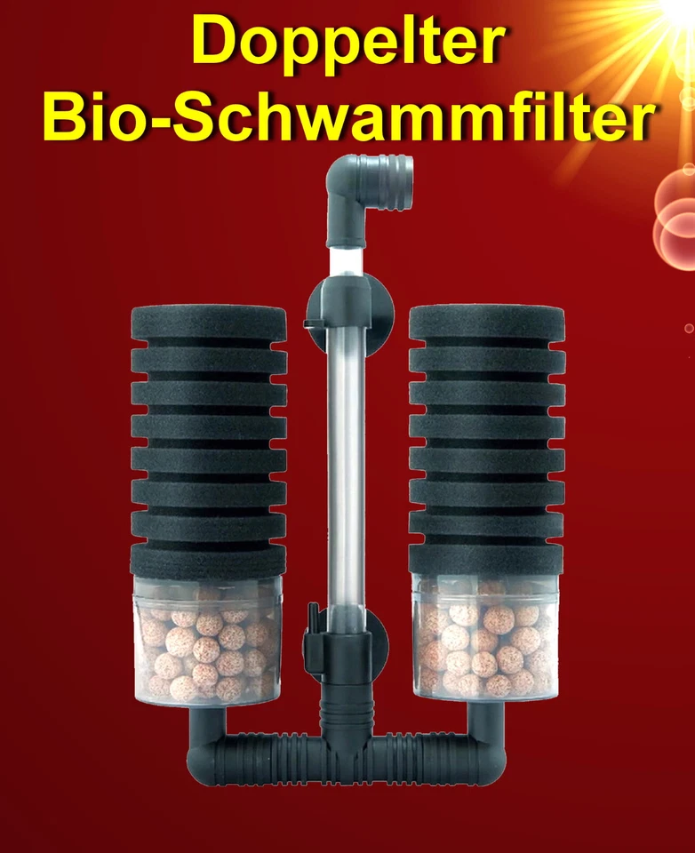 MAXBIO-200L❤️ DOPPEL BIO SCHWAMMFILTER ❤️ Innenfilter Aquarium Zubehör Garnelen
