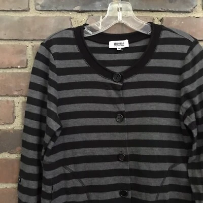 Sonia Rykiel | Suéter Cárdigan Manga Larga Rayas Gris Negro Talla 38-36 Pecho Foto 1 de 4