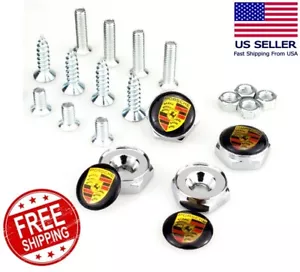 4pcs License Plate Frame Security Screw Bolt Caps Covers for Porsche - Foto 1 di 6