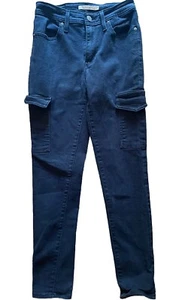 Levis 721 Damen Mid Rise Skinny Ankle Utility Blue Jeans Denim Cargo Gr. 25 - Bild 1 von 9