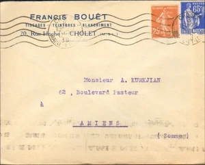 49 CHOLET ENVELOPPE TISSUS FRANCIS BOUET 1938 - Imagen 1 de 1