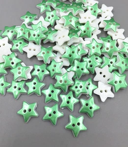 100pcs Resin Green Pentagram Buttons Sewing scrapbooking crafts 13mm - Picture 1 of 4
