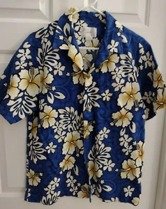 Vintage Howie Hawaiian Shirt Men's Size Medium Blue Short Sleeve Button Front - Picture 1 of 7