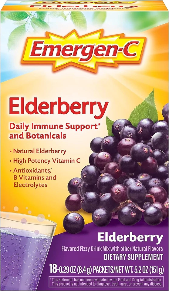 Emergen-C Elderberry Vitamin C Immune Support 18 Packets
