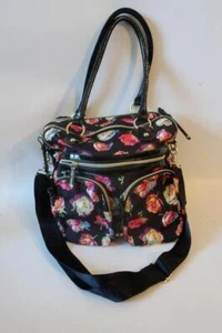 Womens Betsey Johnson Black Multicolor Floral Shoulder Crossbody Tote Handbag * - Picture 1 of 13