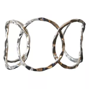 México Pulsera de Plata Esterlina 925 Ajustable Puño Ancho Martillada NUEVO - Imagen 1 de 8