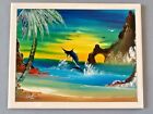 Colorful Hand Painted Beach And Ocean Themed Decorative Ceramic Tile 10" X 8"