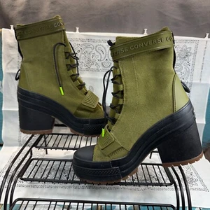 Converse Boots Women’s 5.5 Chuck Taylor All Stars Green Dark Moss Suede EUC - Picture 1 of 9
