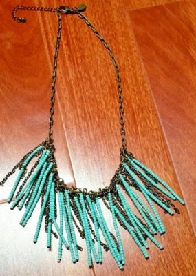 NUEVO Collar Tono Bronce Abalorios Color Turquesa American Eagle Outfitter Foto 1 de 3