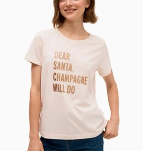 Kate Spade Pink T-Shirt Santa Xmas Size Medium NEW RRP£70 - Picture 1 of 11
