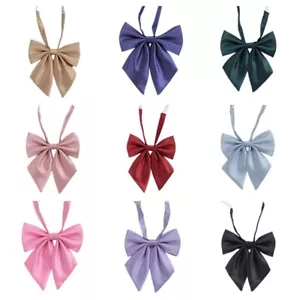 Women Lady Solid Bowknot Neck Wear Student Grid Checks Bowtie Wedding Necktie