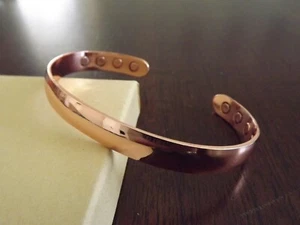 Copper Magnetic Dome Bracelet Arthritis Therapy Energy Cuff Men & Women 8 Magnet - Picture 1 of 5