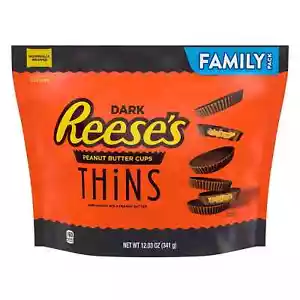 NEW! Reese's Thins Dark Chocolate Peanut Butter Cups Candy, Family Pack 12.03 oz - Picture 1 of 4