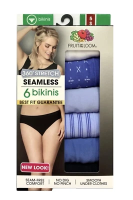 Biquíni feminino Fruit of the Loom 360° elástico sem costura 6 peças tamanho 5 - Imagem 1 de 4